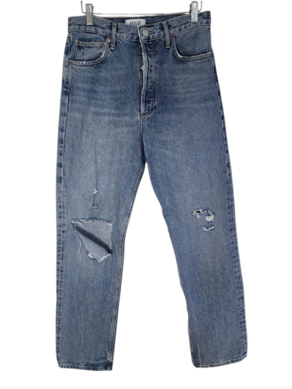 AGOLDE 90’s Pinch Organic Cotton Distressed Straight Leg Jeans 27 - Picture 2 of 9